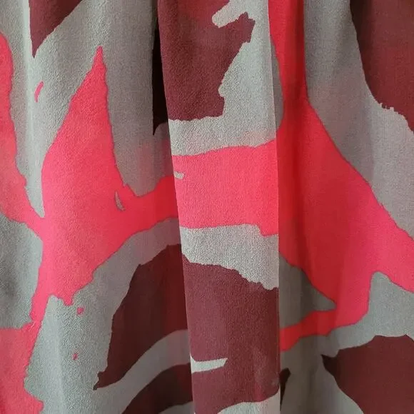 7 For All Mankind Gray Pink Burgundy Sheer Silk Blouse Size XS | Classic EUC - Picture 2 of 6